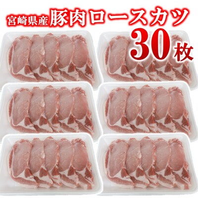 宮崎県産豚肉ロースカツ用30枚セット5枚入り×6パック 合計約3kg[2994]