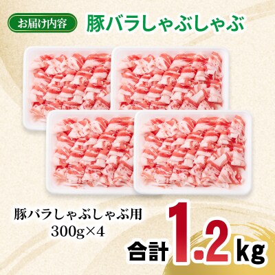 宮崎県産豚肉バラしゃぶしゃぶスライス1.2kg(300g×4)小分け[2988]
