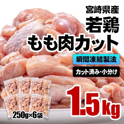 バラ凍結 宮崎県産若鶏もも肉　合計1.5kg(250g×6袋)鶏肉切身小分け[3054]