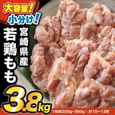 宮崎県産若鶏もも肉合計3.8kg(10枚～12枚)真空個包装/小分け[3053]