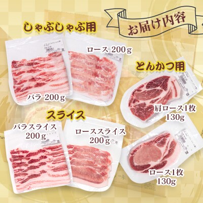 宮崎県産豚肉3種合計1kgしゃぶ肉・スライス・カツの詰め合わせus[2143]