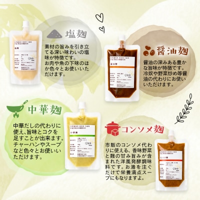 『麹調味料詰め合わせB』塩麹・醤油麹・中華麹・コンソメ麹 180ml×4 発酵食堂SUN[3254]