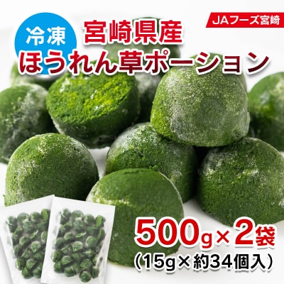 [冷凍]宮崎県産ほうれん草ポーション1kg(500g×2袋)裏ごし離乳食介護食にも[3267]