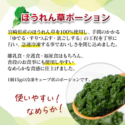 [冷凍]宮崎県産ほうれん草ポーション1kg(500g×2袋)裏ごし離乳食介護食にも[3267]