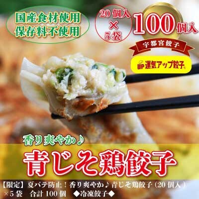 宇都宮餃子 香り鮮やか青じそ鶏餃子100個 保存料不使用