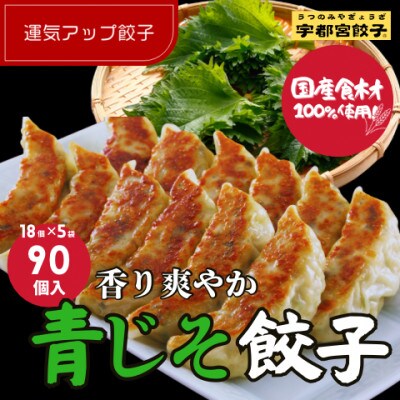 宇都宮餃子 運気アップ餃子香り鮮やか青じそ鶏餃子90個　保存料不使用