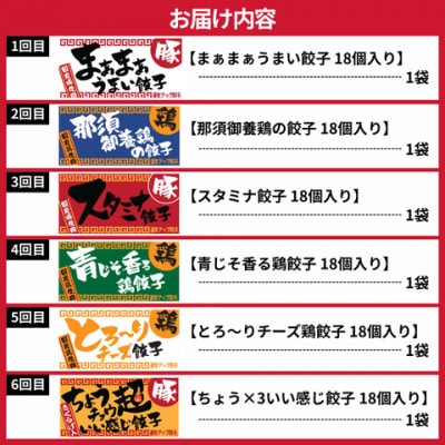 【毎月定期便】宇都宮餃子　運気アップ餃子6種お楽しみコース　(毎月1種・18個入り・冷凍)全6回