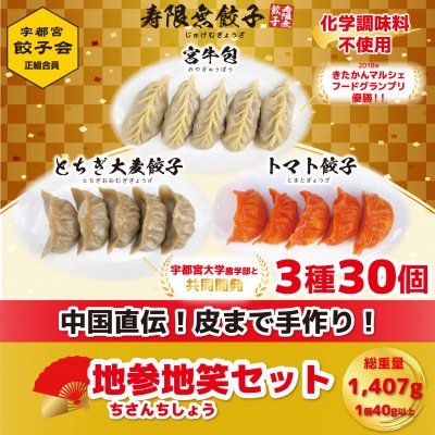 宇都宮餃子 寿限無 餃子地参地笑セット(3種30個)