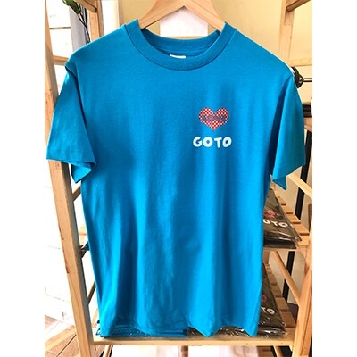 つばきねこLOVEGOTOシリーズ　つばきねこステンドグラスTシャツ(色:ターコイズブルー)Mサイズ