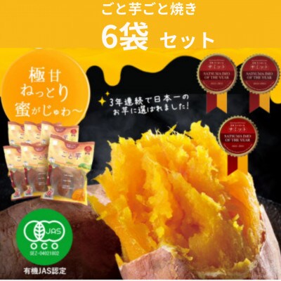 【毎月定期便】【さつまいもの品評会で日本一獲得!】ごと焼き ごと芋　6袋セット(計1.8kg)全3回
