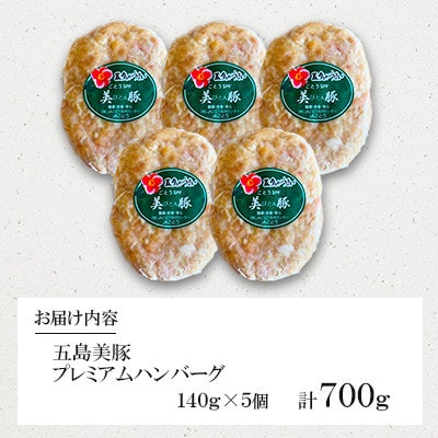 【毎月定期便】五島美豚 プレミアムハンバーグ 5個(各140g)全3回