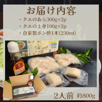 五島列島　五島産天然!!!クエ鍋セット(800g・2人前)自家製ポン酢付き