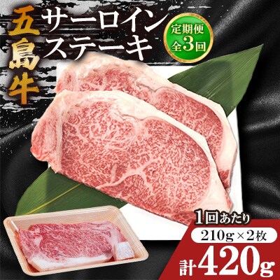【毎月定期便】五島牛サーロインステーキ 210g×2枚全3回