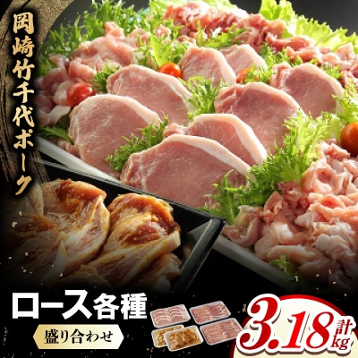 岡崎竹千代ポークロース各種　盛り合わせ(計3.18kg)