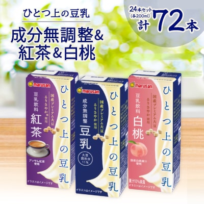 ひとつ上の豆乳200ml よりどり3ケース(成分無調整・紅茶・白桃)計72本