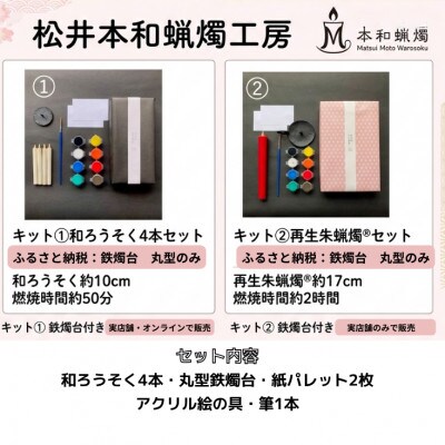 国内産ハゼの実蝋を100%使用〈伝統工芸品　和ろうそく〉絵付け体験キットTM小(丸型) 全工程手作り