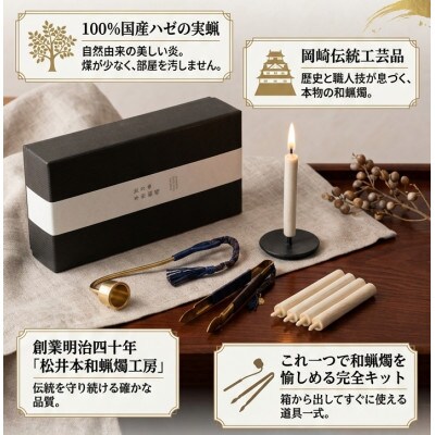 蝋燭物語(R)キット～初めてでも楽しめる　国内産ハゼの実蝋を100%使用＜伝統工芸品　和ろうそく＞