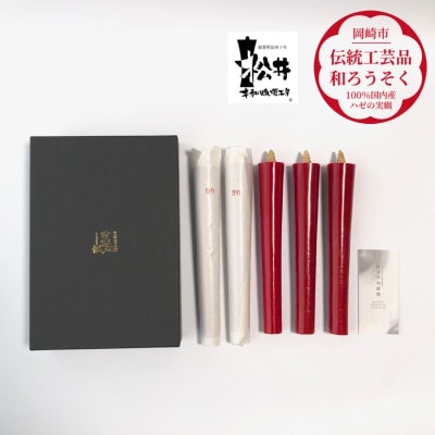朱20匁(19cm)5本箱入り　国内産ハゼの実蝋を100%使用〈伝統工芸品　和ろうそく〉全工程手作り