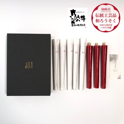 朱10匁(17cm)8本箱入り　国内産ハゼの実蝋を100%使用〈伝統工芸品　和ろうそく〉全工程手作り