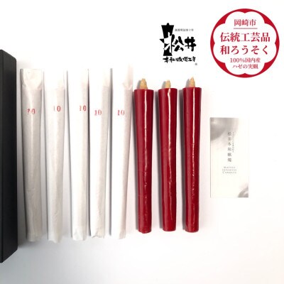 朱10匁(17cm)8本箱入り　国内産ハゼの実蝋を100%使用〈伝統工芸品　和ろうそく〉全工程手作り