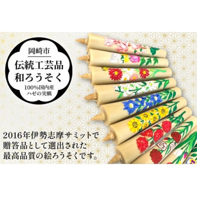 国内産ハゼの実蝋100%使用　【12ヶ月セット】岡崎手描き絵ろうそくイカリ型4匁　季節の花(黒箱入)
