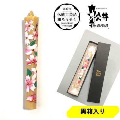 岡崎手描き絵ろうそく　さくら〈伝統工芸品　和ろうそく〉1本　国内産ハゼの実蝋を100%使用