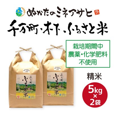 〈ぬかたのミネアサヒ〉千万町木下ふるさと米(精米)10kg(5kg×2)栽培期間中農薬化学肥料不使用