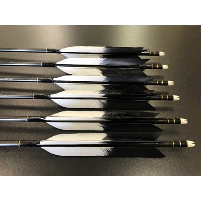 七面鳥アルミ矢「2015」　6本組(シャフト色:黒　矧ぎ糸:黒系)