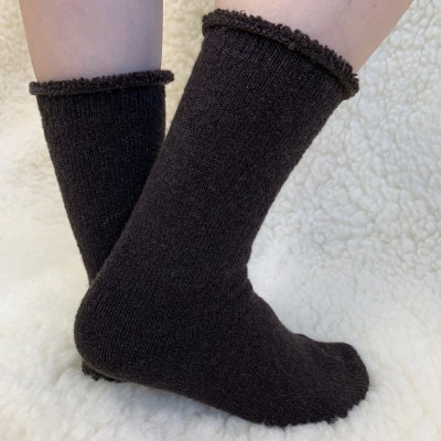 ウール屋が作ったウィンターソックス(ブラウン) 　サイズ:22.5～24.5cm