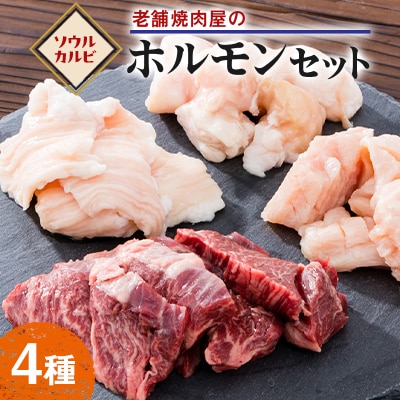 老舗焼肉屋のホルモンセット600g(150g×4種類)3～4人前