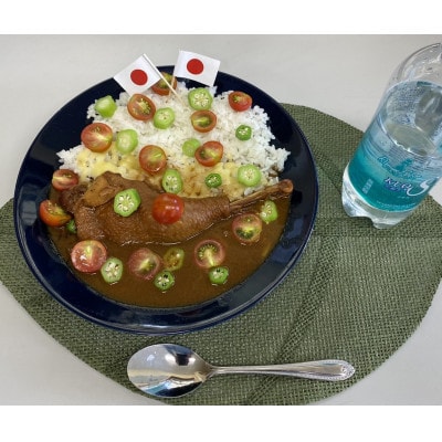 【食卓が騒然】国産おやどりの骨付きモモが丸ごと1本!/六ツ美のあの肉カレー中辛(4個セット)