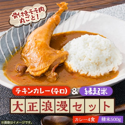 【六ツ美のあの肉カレー&萬歳】国産おやどり骨付きモモ1本入りカレー&復古米/大正浪漫セット(辛口)