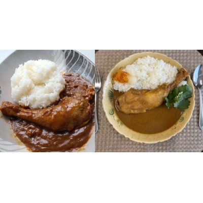 【六ツ美のあの肉カレー&萬歳】国産おやどり骨付きモモ1本入りカレー&復古米/大正浪漫セット(MIX)