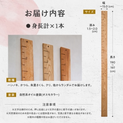 【樹種と形ランダム】HAZAIproject ストレート 森の身長計 木製 壁掛け 月齢フォト 国産