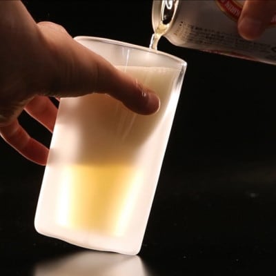 【RayES/レイエス】ダブルウォールグラス　RDS-002Lbf　400ml　フロスト