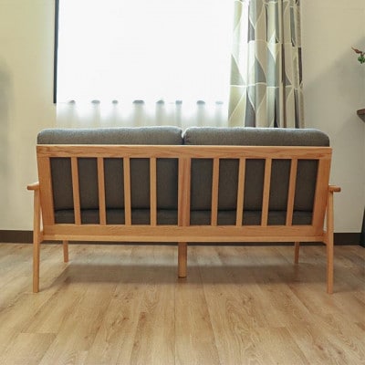 【組立設置込】木製ソファ　オーデンセ　幅162cm　2.5人掛け　レッドオーク　グレー