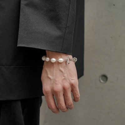 pearl bracelet silver men's