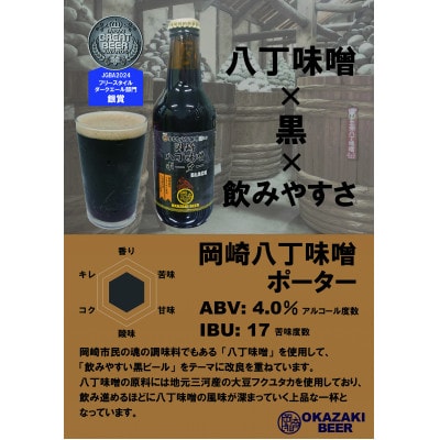 【岡崎ビール】ジンジャーIPA,レッドエール、岡崎八丁味噌ポーター　3種6本セット