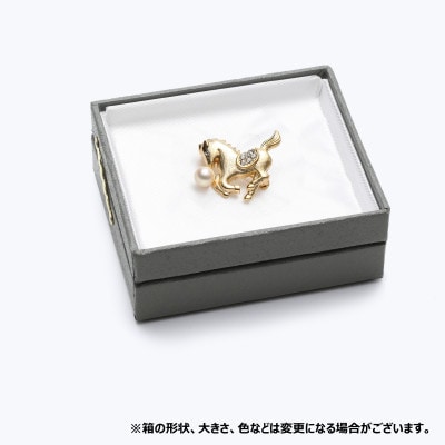 あこや真珠(7mm珠)ブローチ 馬 金色 B-05(新上五島町)