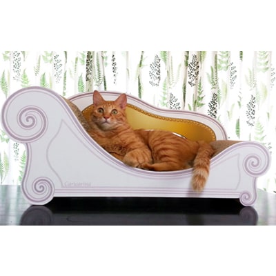 猫のおしゃれ爪とぎソファー「カリカリーナ Basic」ゴールドイエロー　グランデサイズ