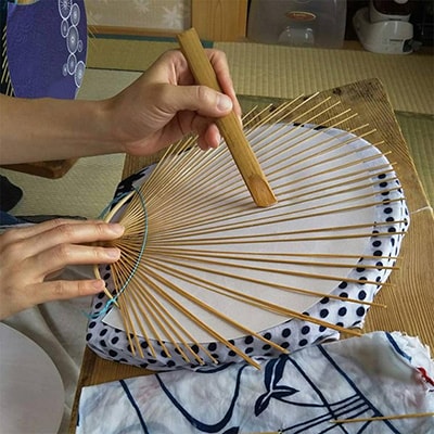 日本三大うちわ「房州うちわ」柄長3本組セット　ゆかた地(花柄おまかせ)