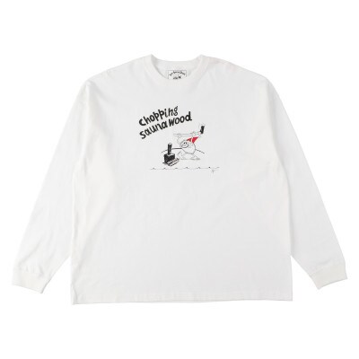 【Sea Sauna Shackオリジナル】薪割りロングTシャツ ホワイト Lサイズ
