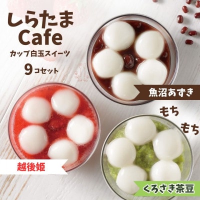 しらたまcafe カップ白玉スイーツ 9個食べ比べセット(魚沼あずき、越後姫、くろさき茶豆　各3個)