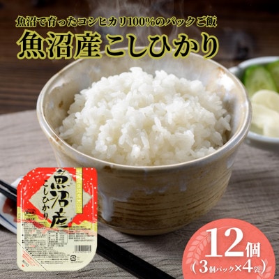 ふっくら美味しい魚沼産こしひかり パックご飯 180g×12個(3パック×4個) たかの