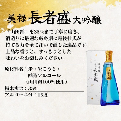 美禄(ビロク)長者盛 大吟醸 180ml×1本 新潟銘醸 新潟県 小千谷市