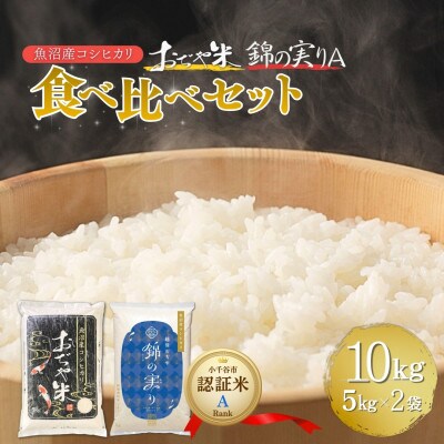 令和7年産 魚沼産コシヒカリ ブランド認証米「錦の実り」Aランクとおぢや米 食べ比べ10kg 精米