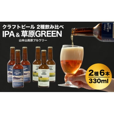おぢやのクラフトビール 定番2種飲み比べ 計6本(330ml×各3本) IPA&草原GREEN