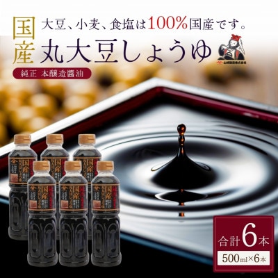 山崎醸造 国産丸大豆しょうゆ 500ml×6本セット 本醸造 濃口 新潟県小千谷市