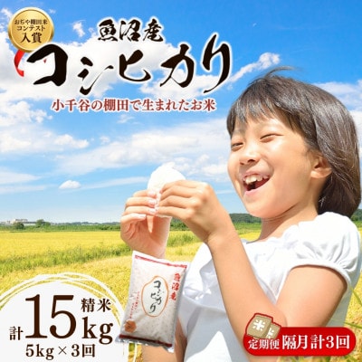 【2ヵ月毎定期便】魚沼産 コシヒカリ 棚田米 精米 5kg全3回