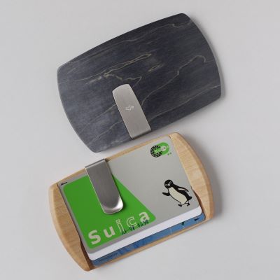【雪国の無垢材使用】ストーリオ 電子マネークリップ カエデ 朱染め